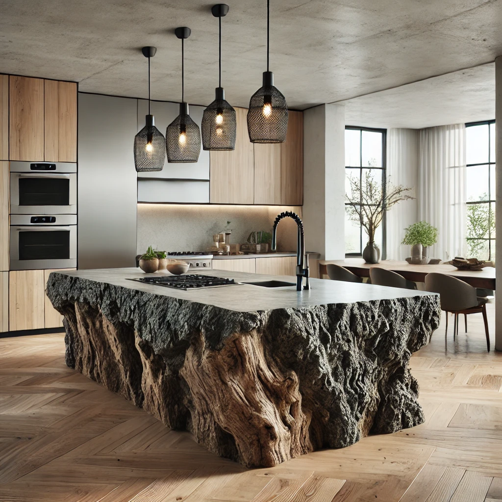 Kitchen Island with Rock