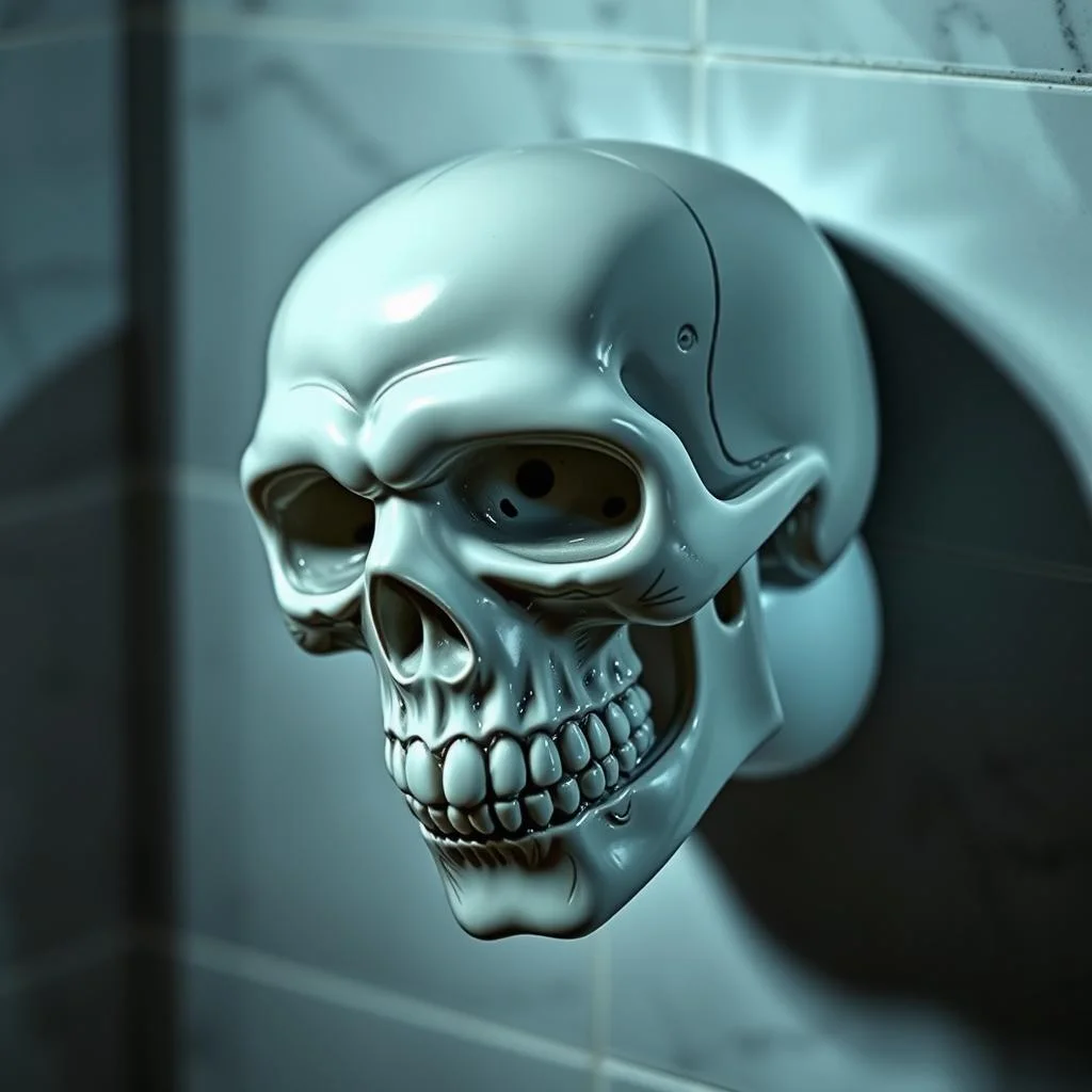 skull toilet roll holder