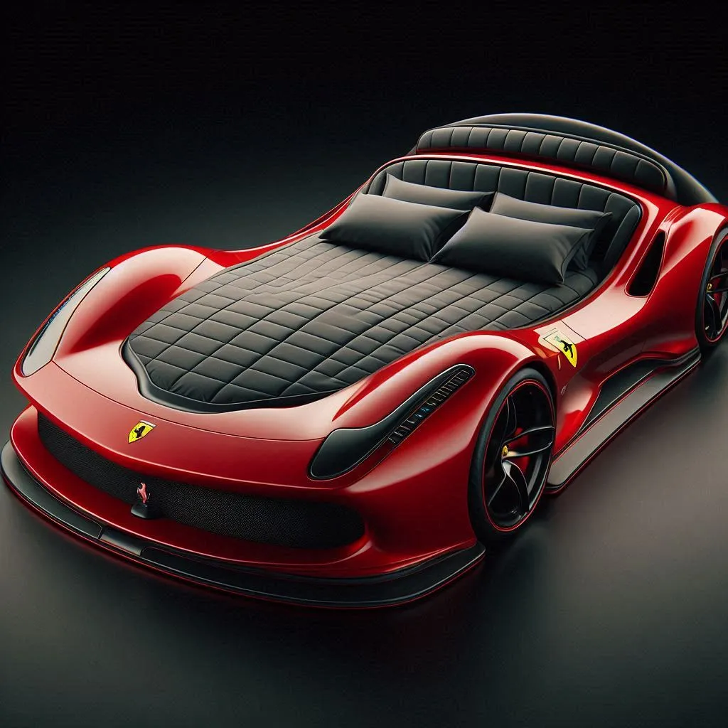 red Ferrari sports car bed