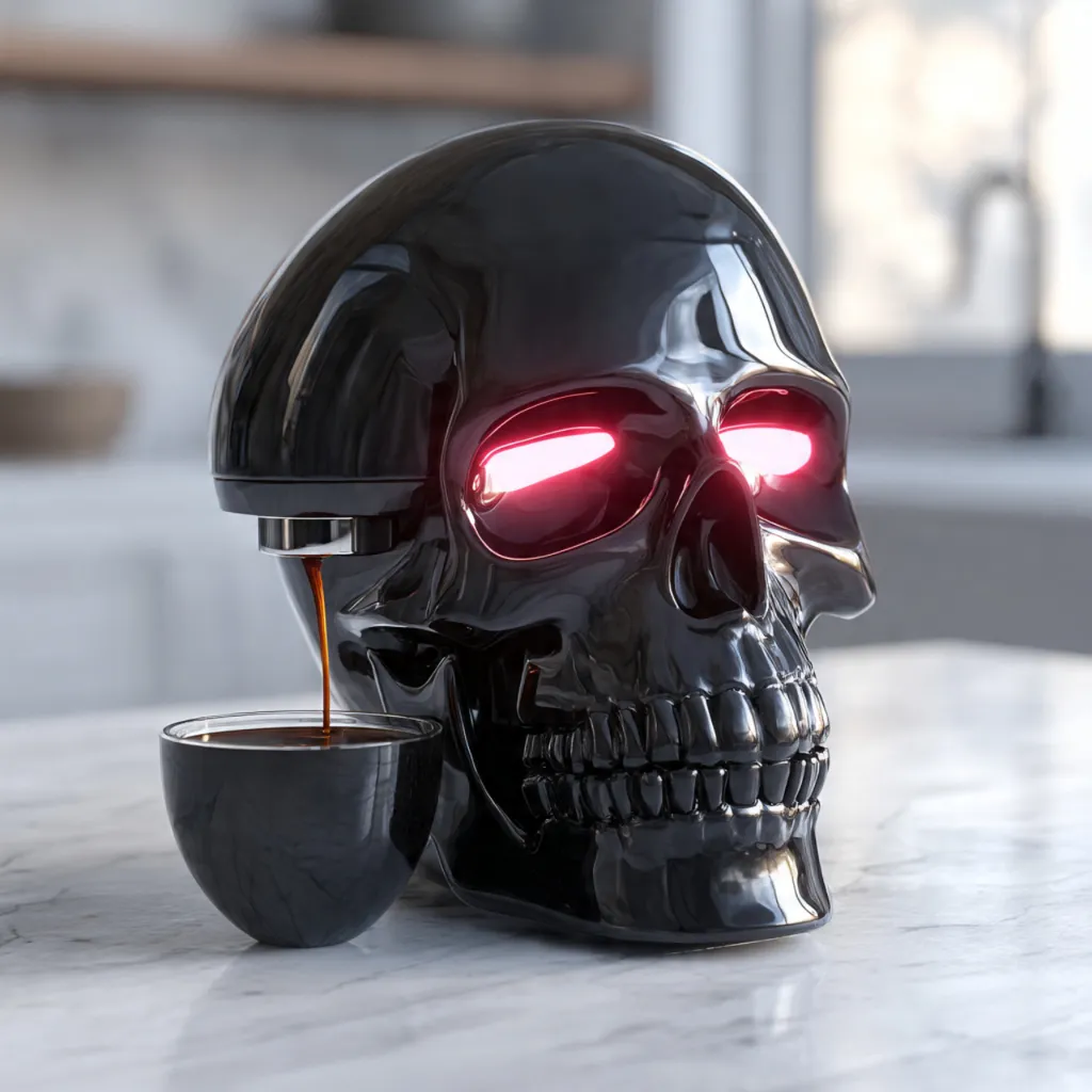 black skull coffee maker