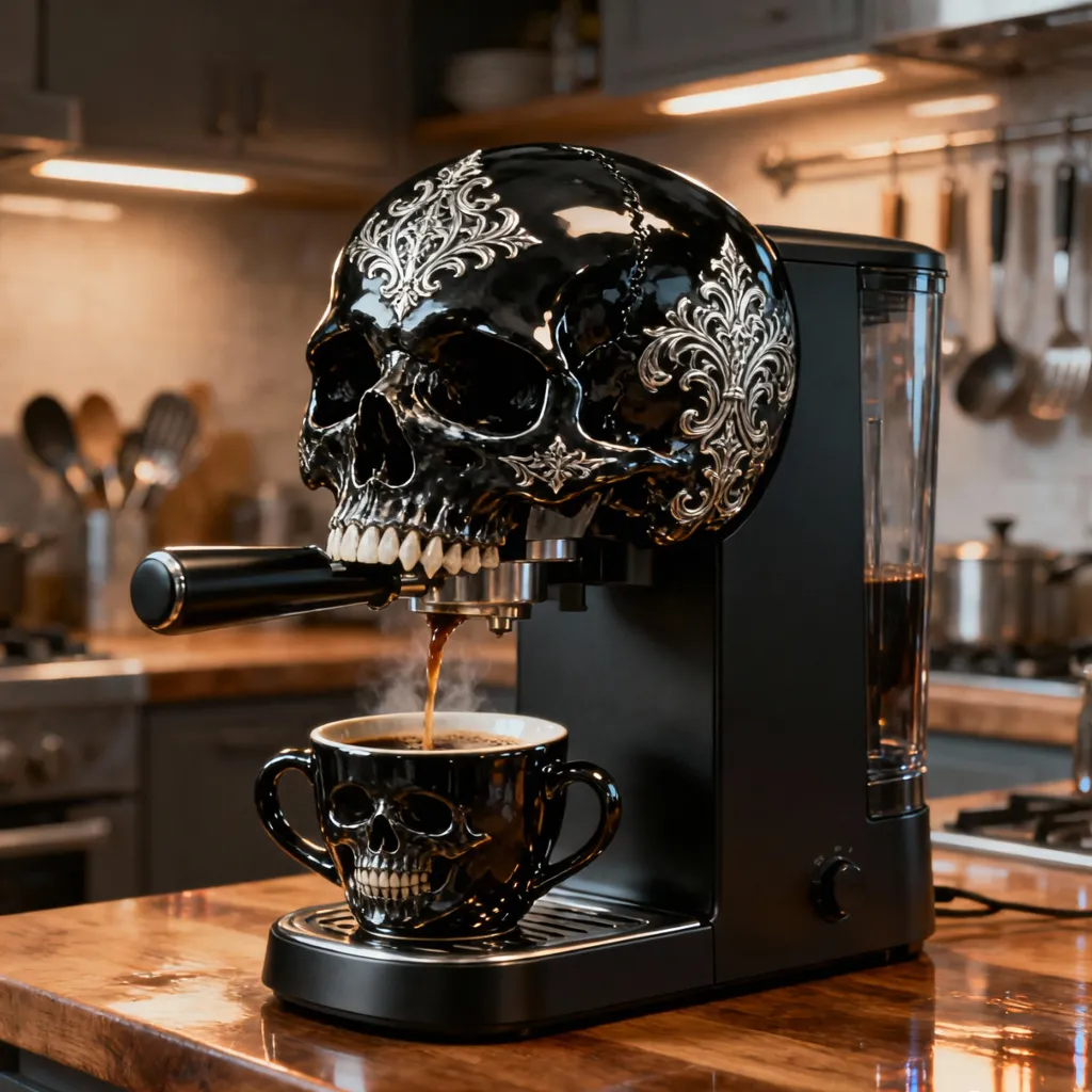 gothic skull coffee maker