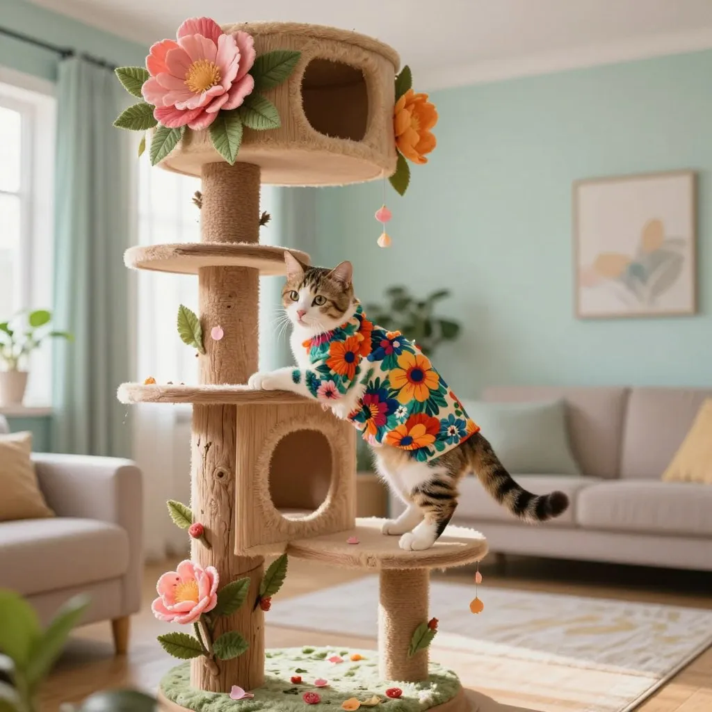position flower cat tree