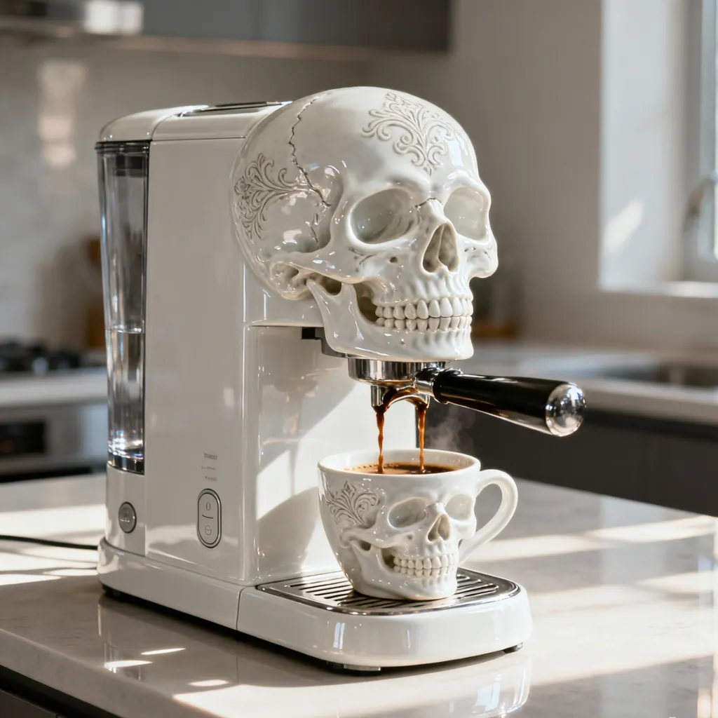 skull-shaped coffee maker