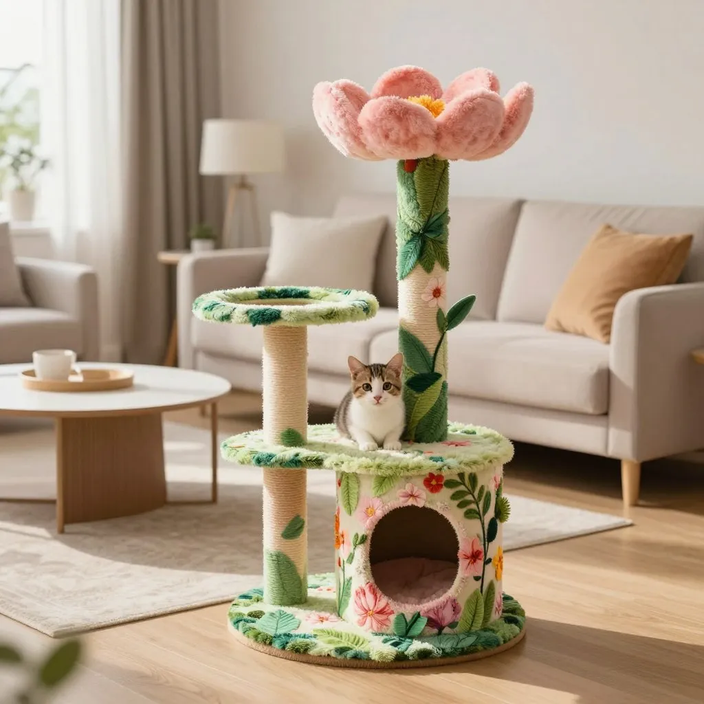 stylish flower pattern cat tree