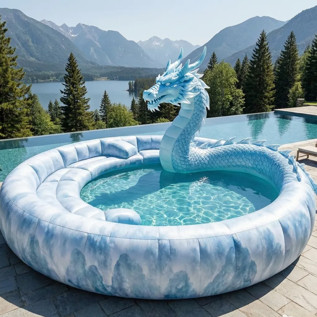 inflatable dragon sofa pool